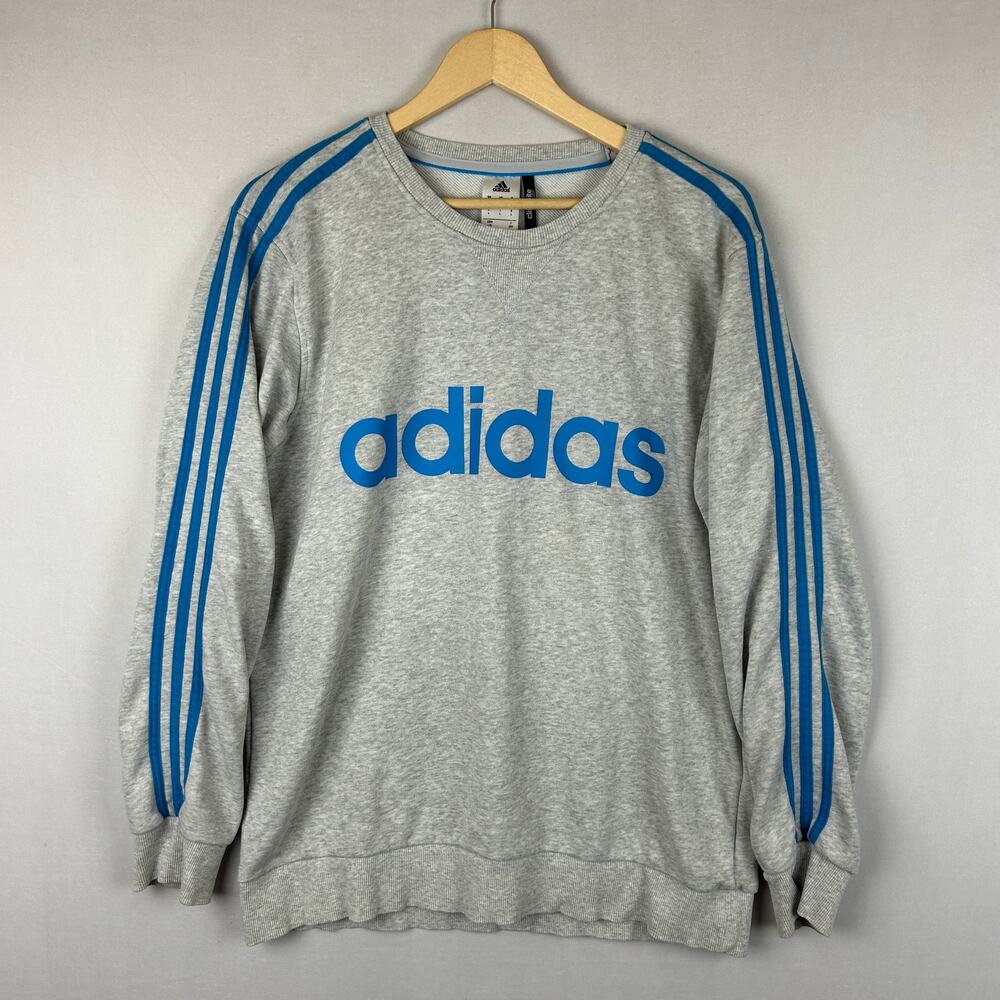 Adidas Climalite Cotton Crew Neck Sweatshirt Gray Men's Size L